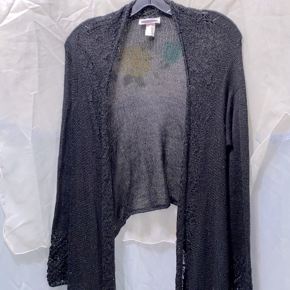 GIRLSTUFF BLACK ACRYLIC HEM OPEN SWEATER O/S